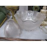 Holophane Glass Light Shade I150 26.5cm diameter; another 1909 18cm diameter. (2)