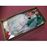 A Mid XIX Century Wax Headed Papier-Mache Doll, glass eyes, measuring 51cm high, accompanied by
