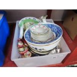 Copeland Spode Blue-White Bowl, Crown Ducal candlestick etc:- One Box