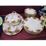 Old Country Roses Dinner Ware, comprising tureen and lid, meat plate, nine plates, twelve soup