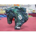 Anita Harris Verdigris Figure of Horses Head, gold signed, 16cm high.