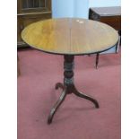 XIX Century Mahogany Circular Topped Pedestal Table, with snap action on turned support and tripod