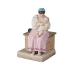 A RUSSIAN PORCELAIN FIGURE OF A PEASANT WOMAN WITH A CHILD, GARDNER PORCELAIN FACTORY, MOSCOW