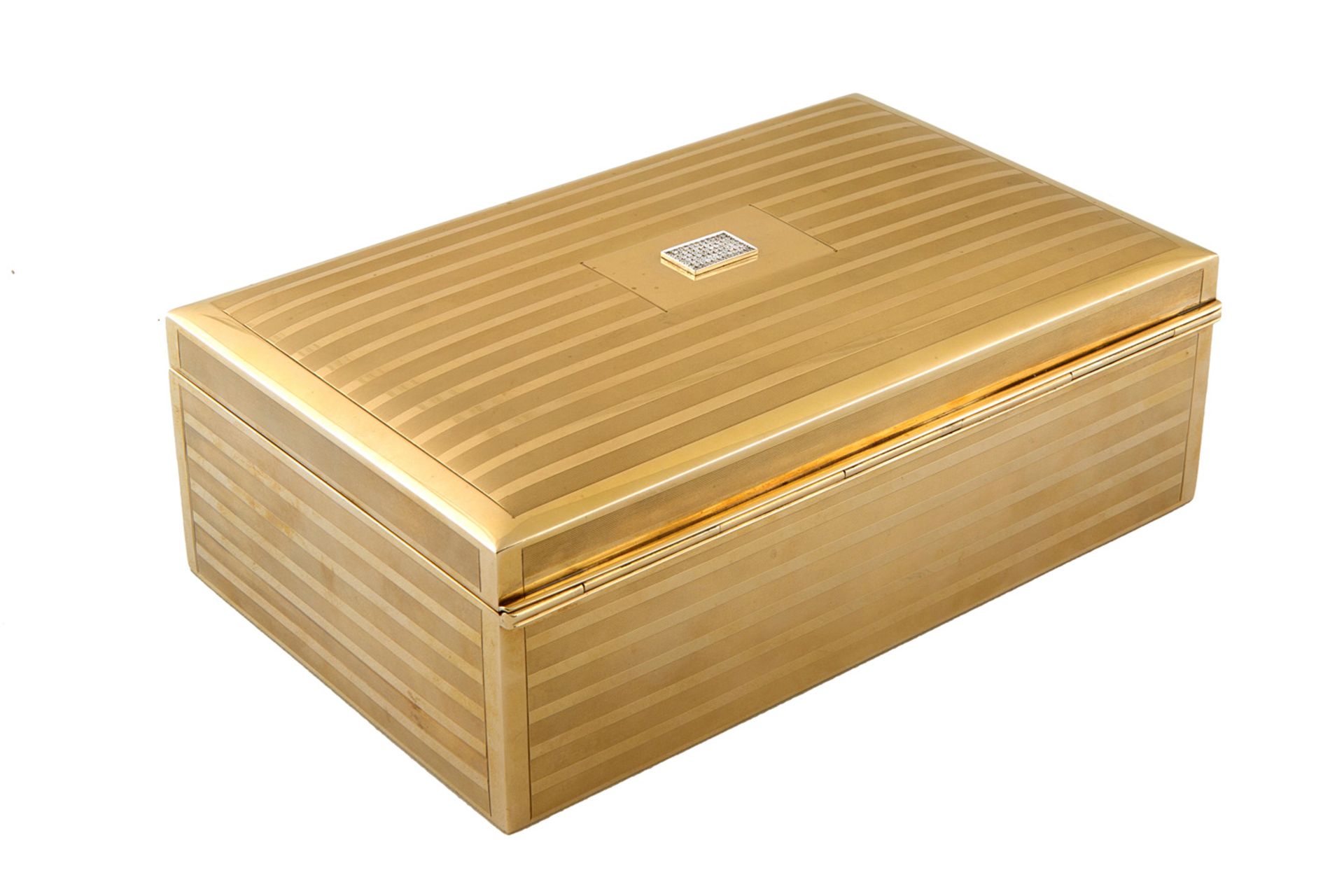 A TIFFANY & CO. 14K YELLOW GOLD AND DIAMOND JEWELRY BOX - Bild 2 aus 2
