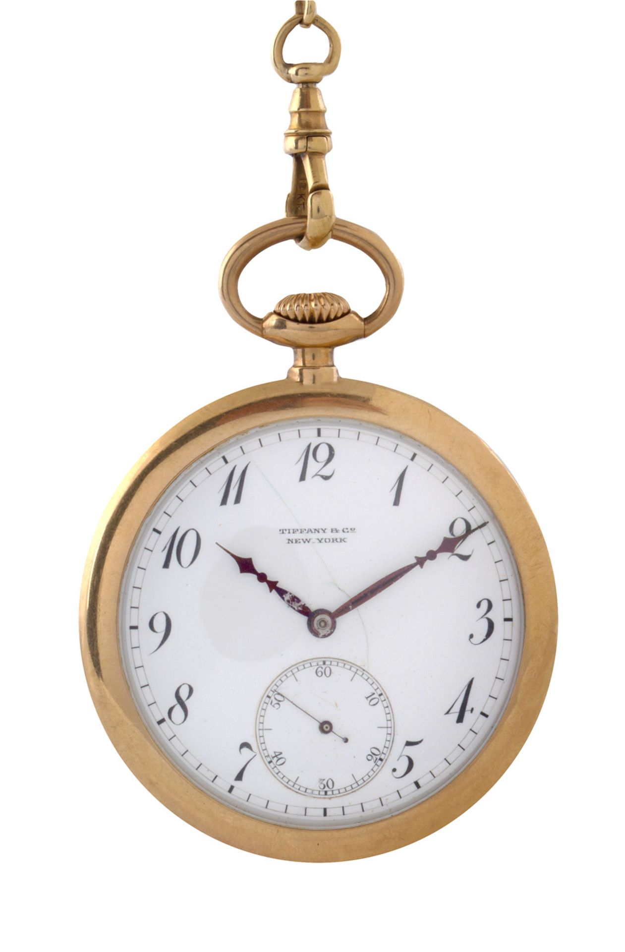 A TIFFANY & CO. 18K YELLOW GOLD POCKET WATCH WITH GOLD CHAIN, CASE NO. 19586 - Bild 2 aus 5