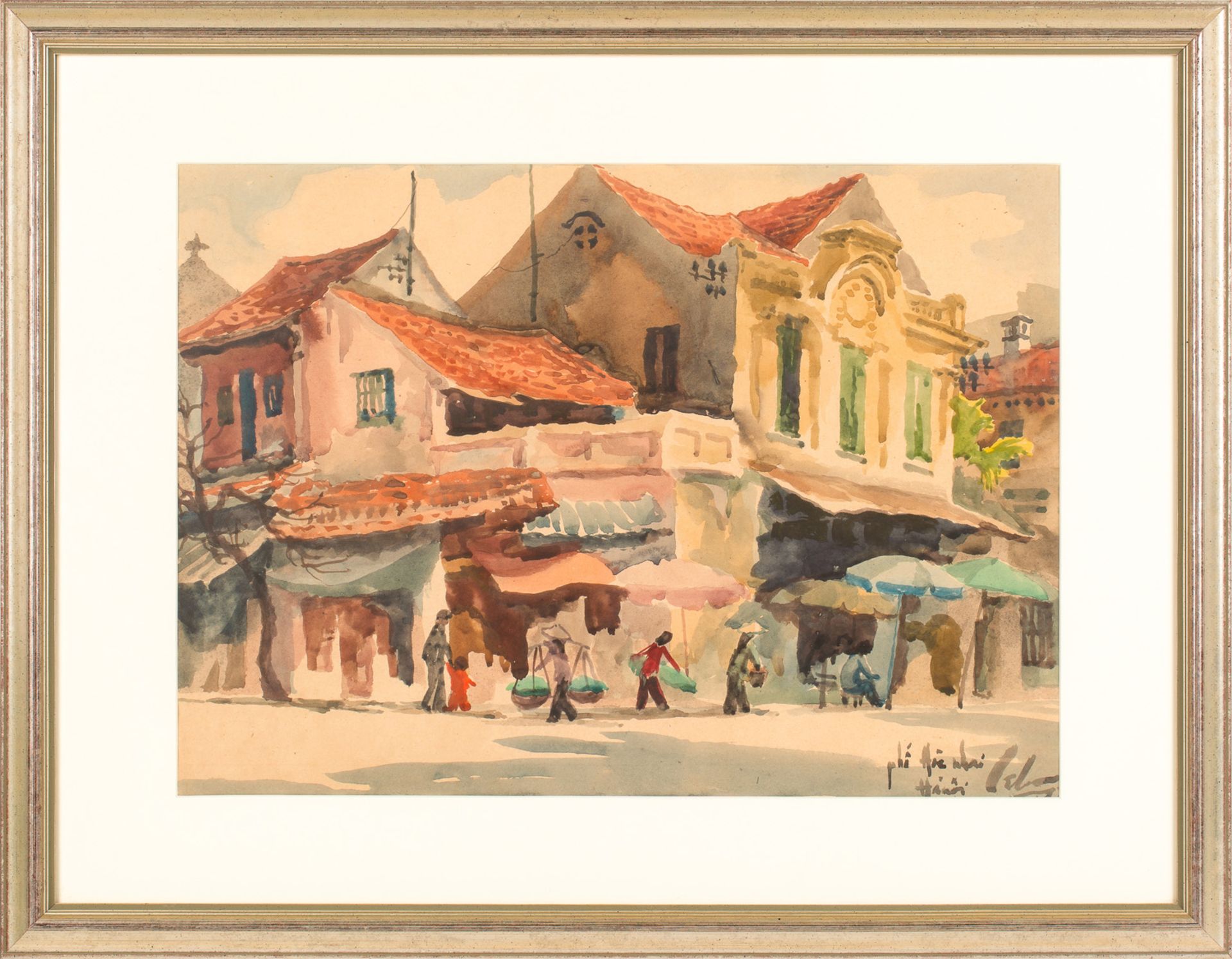 A SET OF FOUR WATERCOLOR CITYSCAPES BY LE CUU (VIETNAMESE 20TH CENTURY) - Bild 2 aus 6