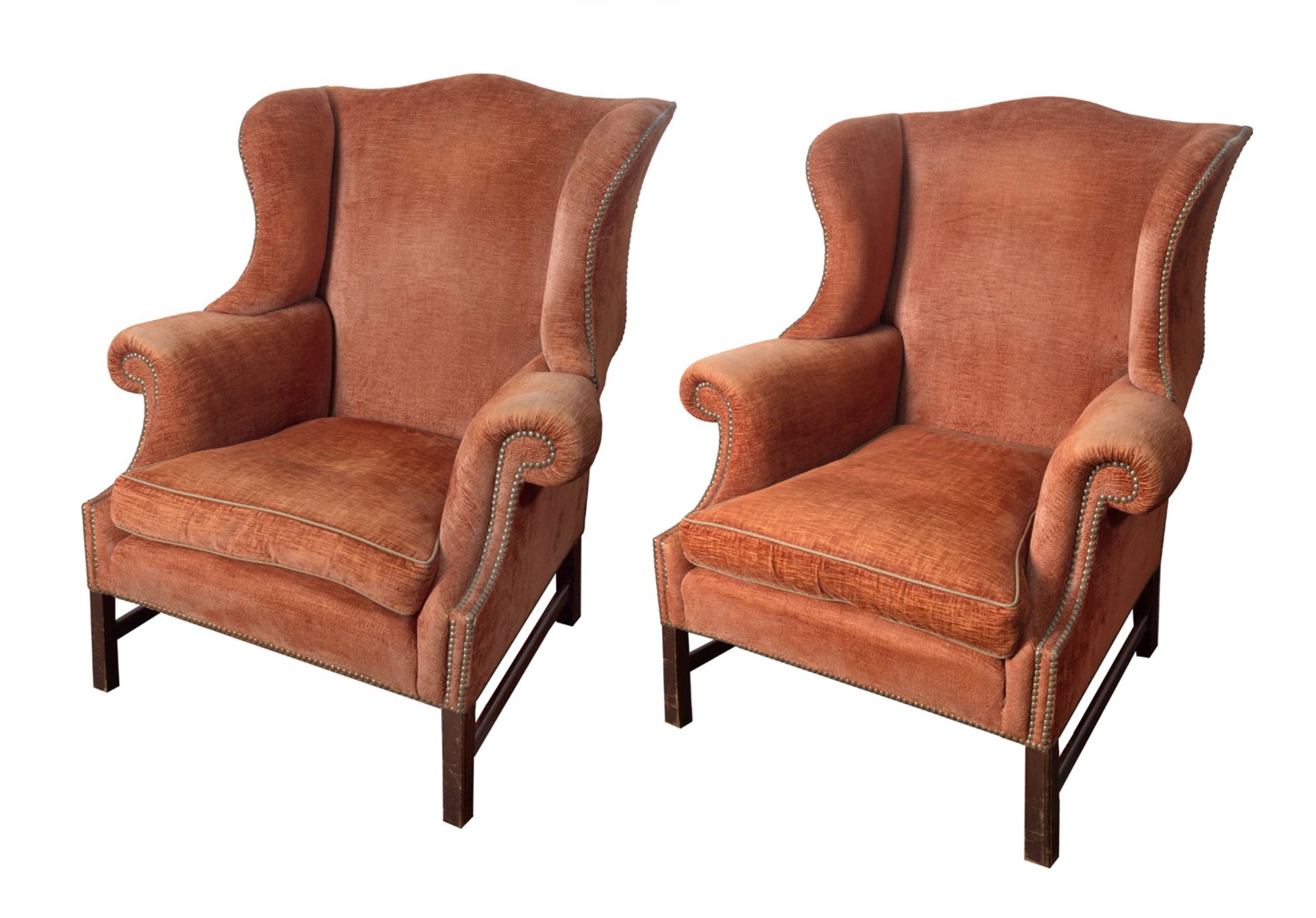 A PAIR OF GEORGE III-STYLE WINGBACK CHAIRS