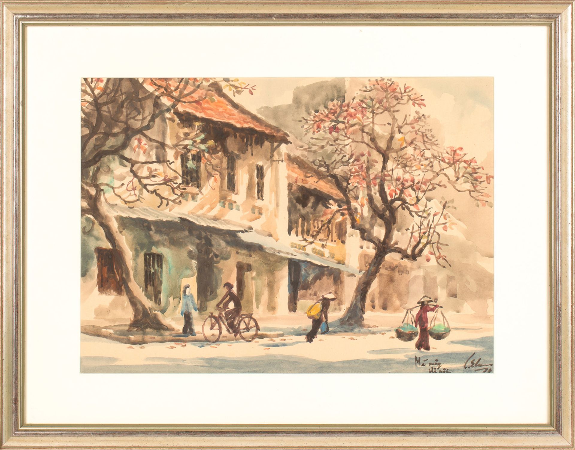 A SET OF FOUR WATERCOLOR CITYSCAPES BY LE CUU (VIETNAMESE 20TH CENTURY) - Bild 3 aus 6