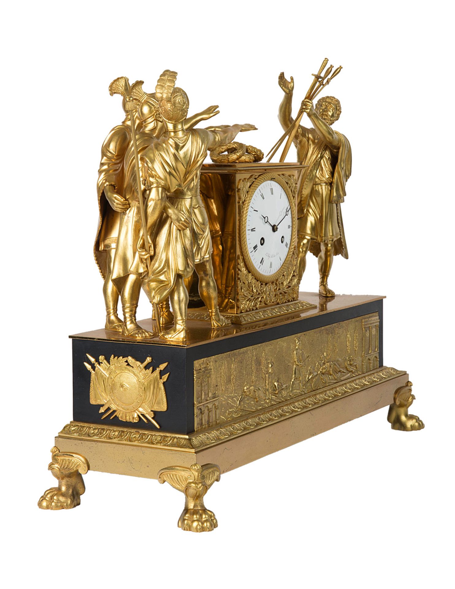 A FRENCH EMPIRE STYLE ORMOLU MANTEL CLOCK, LEROY HGER. DU ROI, EARLY 19TH CENTURY - Bild 2 aus 7