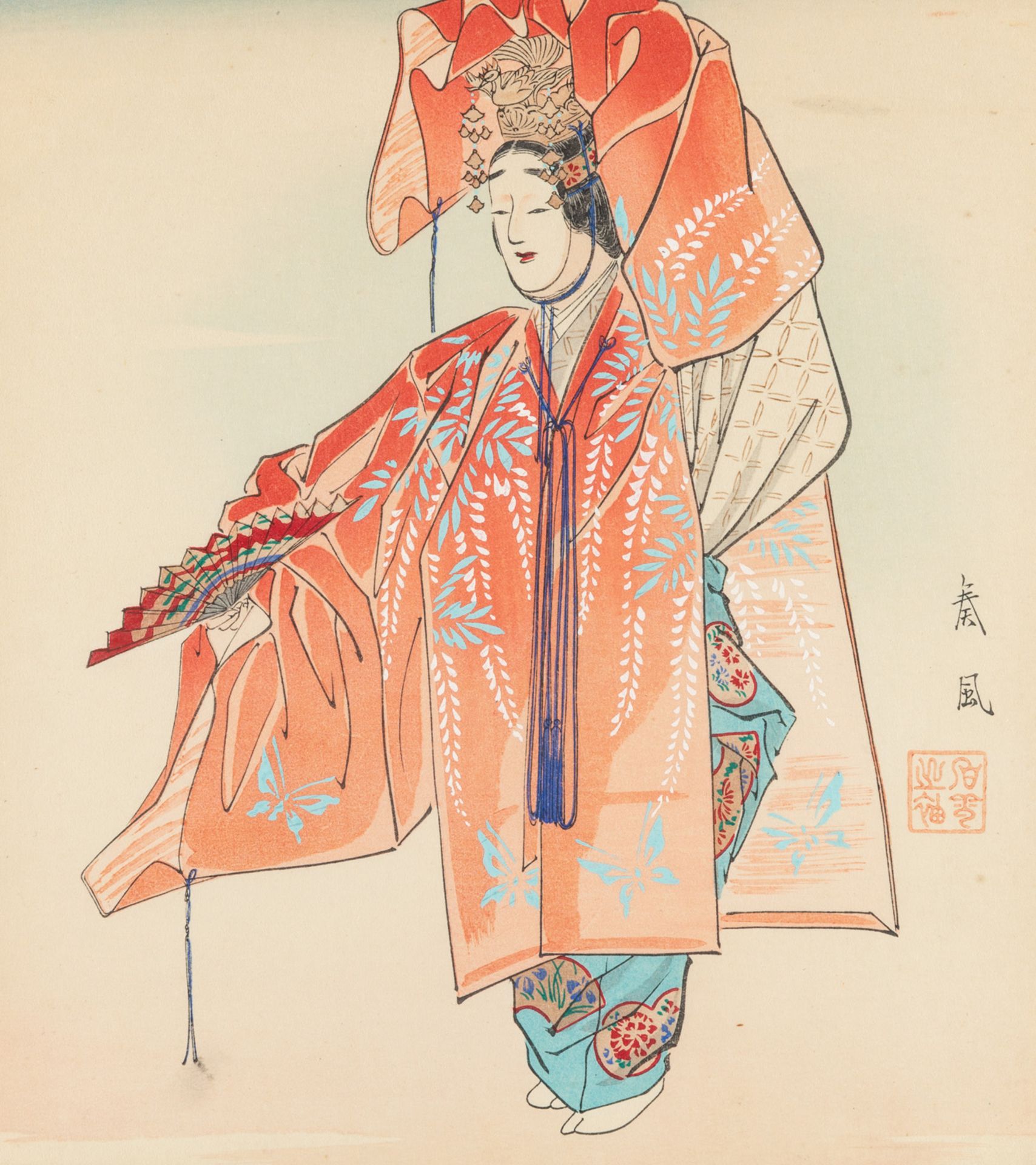A GROUP OF FOUR WOODBLOCK PRINTS BY MATSUNO SOFU (1899-1963) FROM NOH TWELVE MONTHS SERIES, 1956 - Bild 2 aus 7