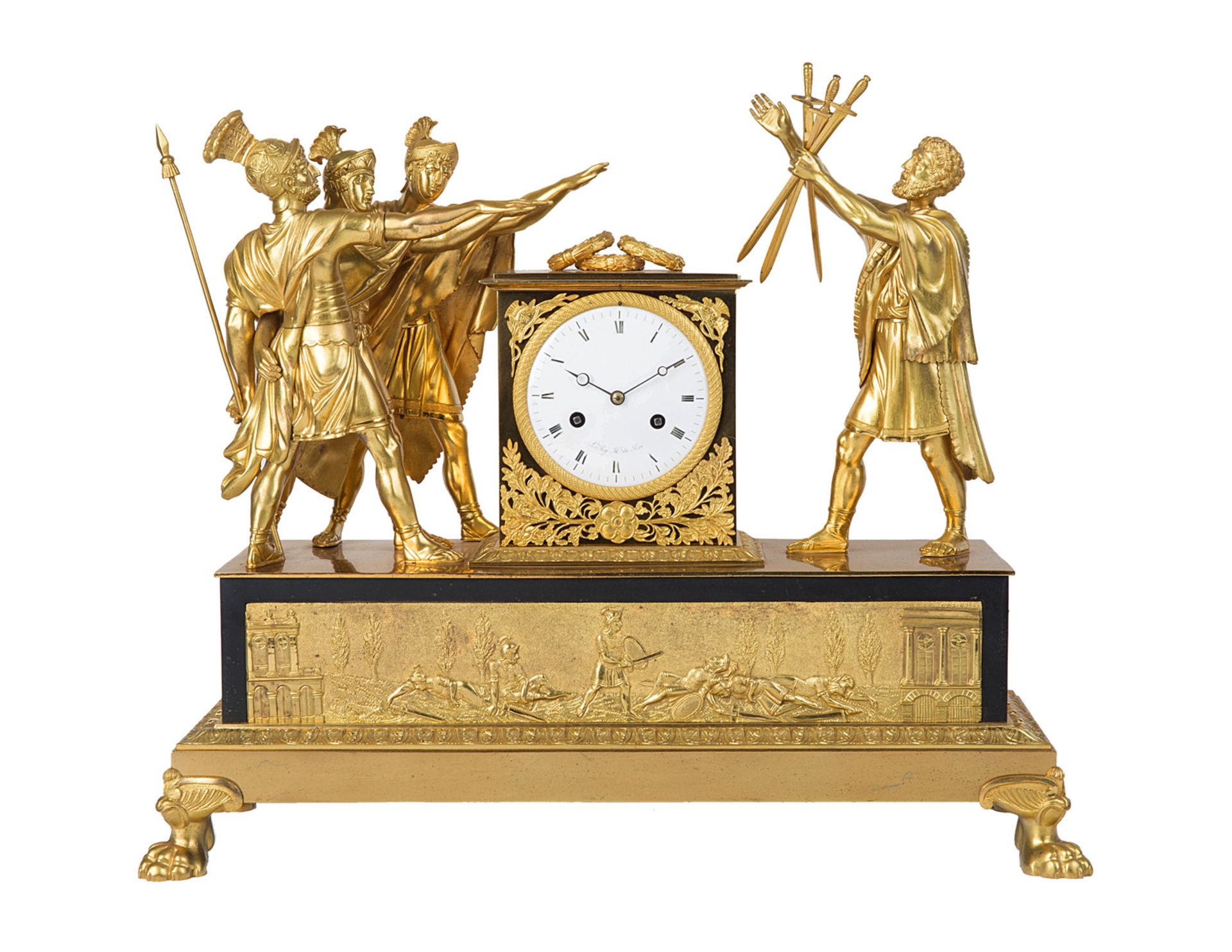 A FRENCH EMPIRE STYLE ORMOLU MANTEL CLOCK, LEROY HGER. DU ROI, EARLY 19TH CENTURY