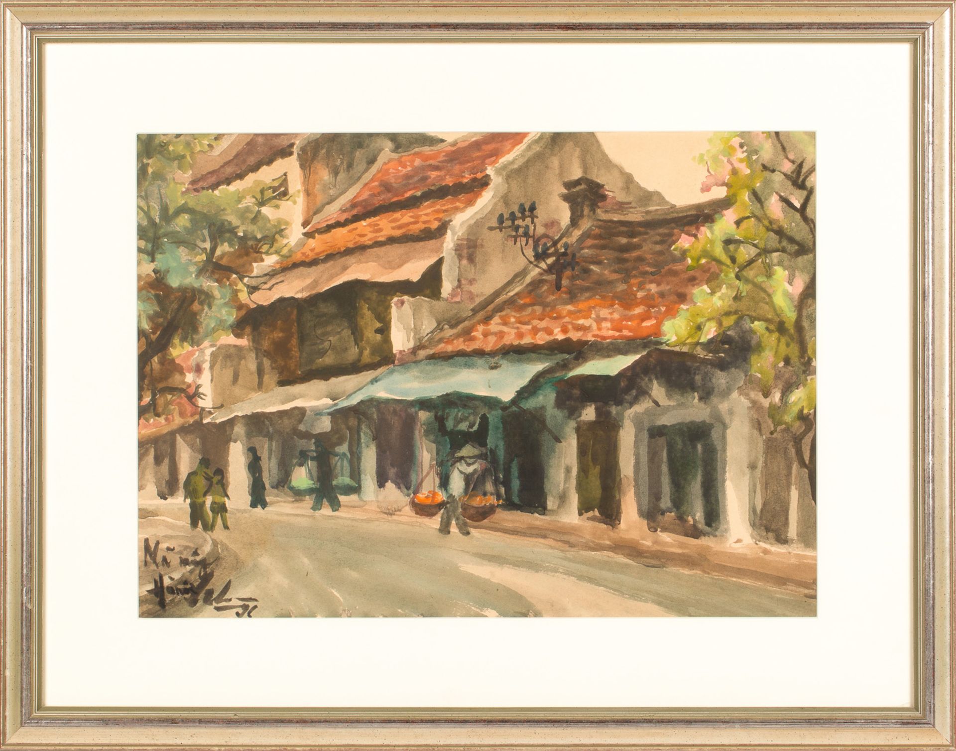 A SET OF FOUR WATERCOLOR CITYSCAPES BY LE CUU (VIETNAMESE 20TH CENTURY) - Bild 5 aus 6