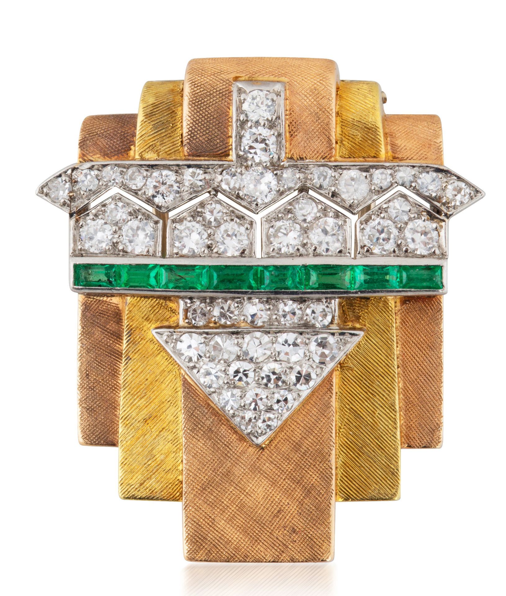 AN ART DECO GOLD, DIAMOND AND EMERALD BROOCH, CARTIER, PARIS, CIRCA 1930S - Bild 4 aus 11