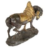 A BRONZE SCULPTURE OF A BRIDLED HORSE, CAST BY A. SADOUX (FRENCH LATE 19TH CENTURY)