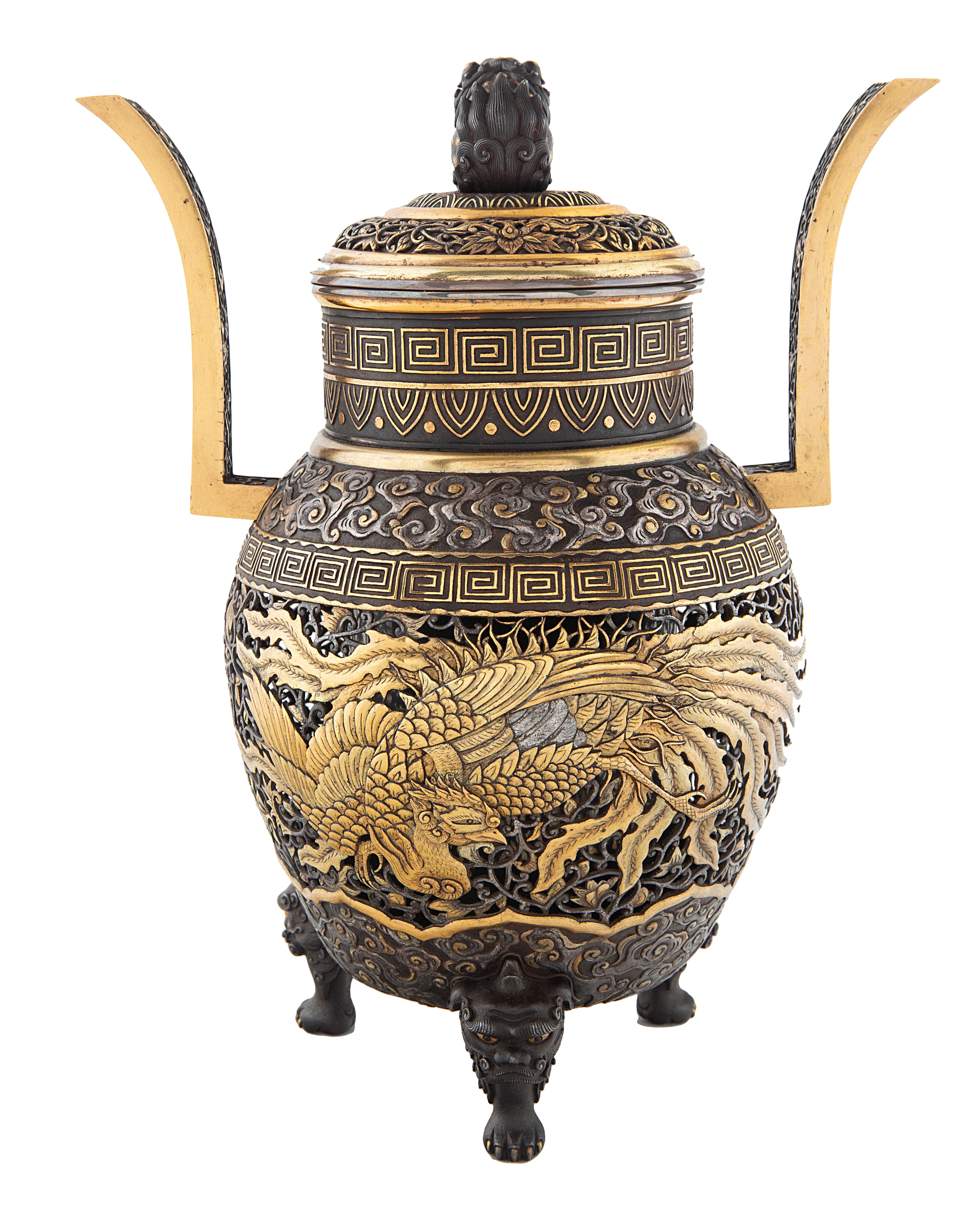 A JAPANESE GILT IRON KORO (INCENSE BURNER), TOKYO, 1877 - Image 3 of 4