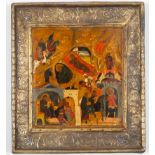 A RUSSIAN ICON OF THE NATIVITY, DORMITION AND OTHER SCENES, 17TH CENTURY