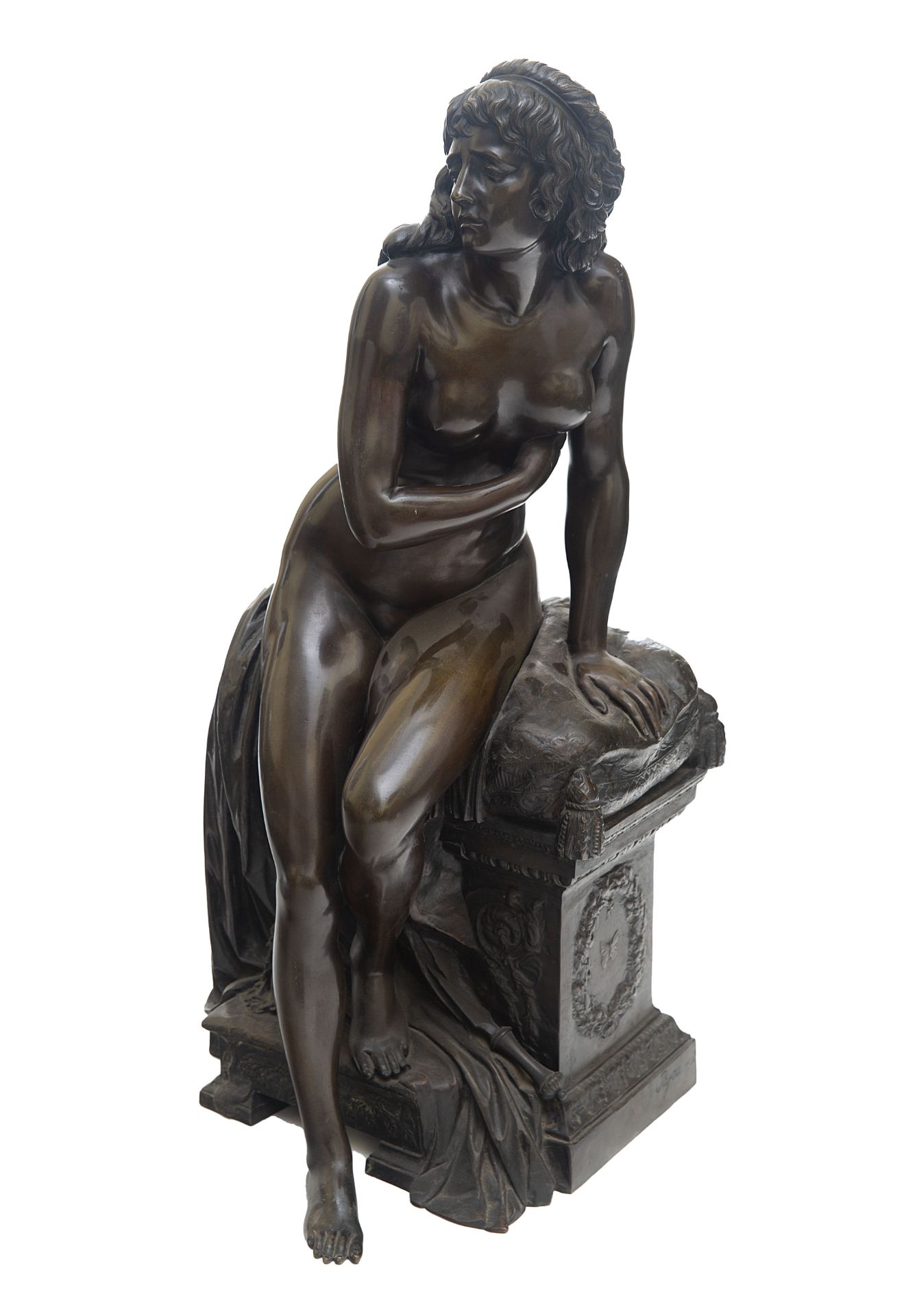 A BRONZE CASTING OF PSYCHE ABANDONED, 19TH CENTURY, AFTER THE MODEL BY AUGUSTIN PAJOU (FRENCH 1730-1