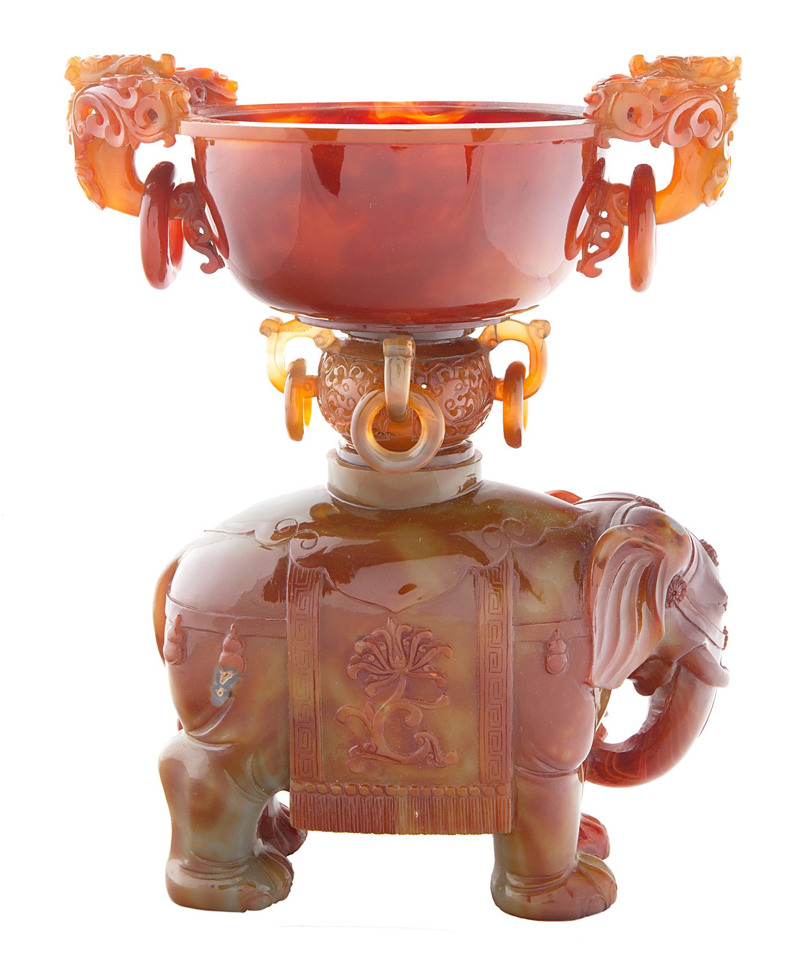 A FINE CHINESE CARNELIAN AGATE CENSER WITH COVER, QING DYNASTY, LATE 19TH CENTURY - Bild 5 aus 6