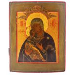 A RUSSIAN ICON OF THE VLADIMIRSKAYA MOTHER OF GOD, 19TH CENTURY