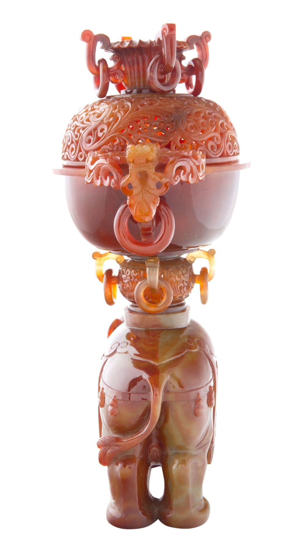 A FINE CHINESE CARNELIAN AGATE CENSER WITH COVER, QING DYNASTY, LATE 19TH CENTURY - Bild 3 aus 6