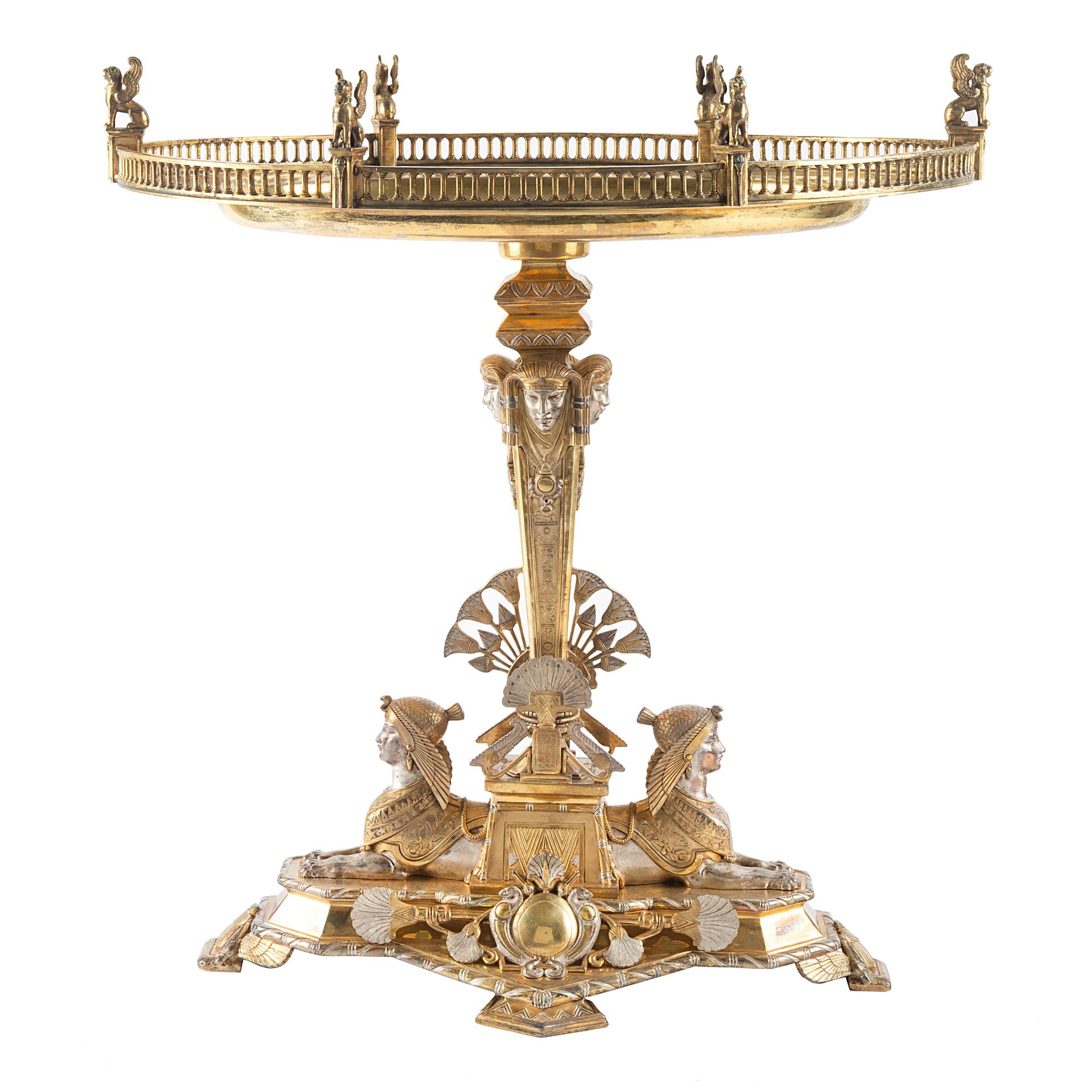 A RUSSIAN GILT SILVER CENTERPIECE, SIGNED SAZIKOV, ST. PETERSBURG, 1851