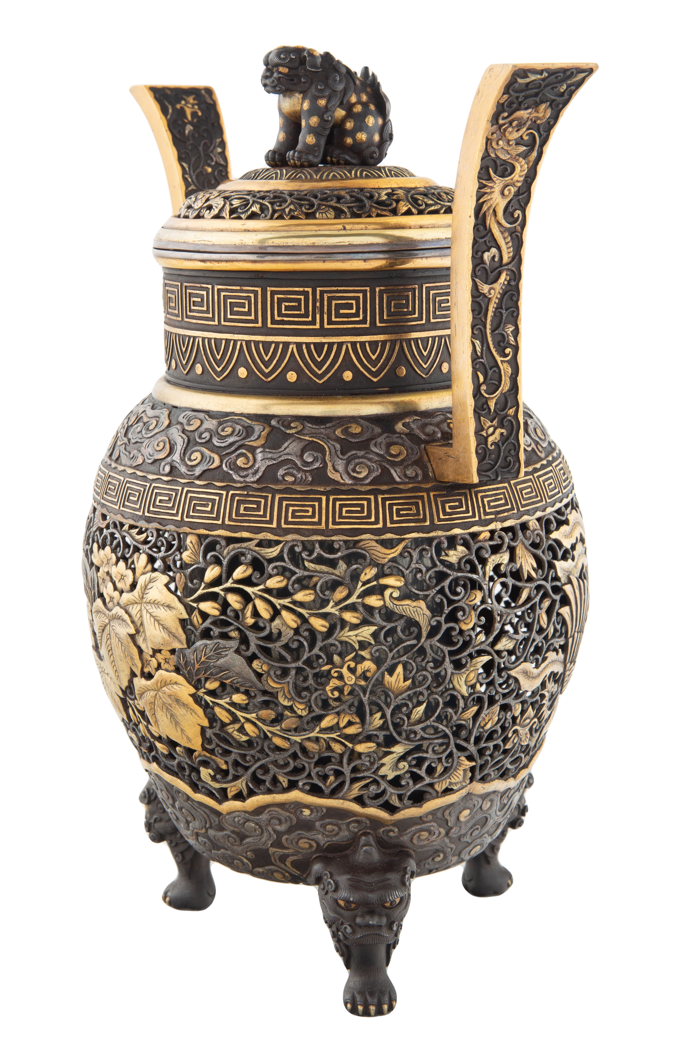 A JAPANESE GILT IRON KORO (INCENSE BURNER), TOKYO, 1877 - Image 2 of 4