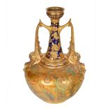 AN ENGLISH TWO-HANDLED PERSIAN-STYLE VASE, ROYAL CROWN DERBY, DERBY, 1887