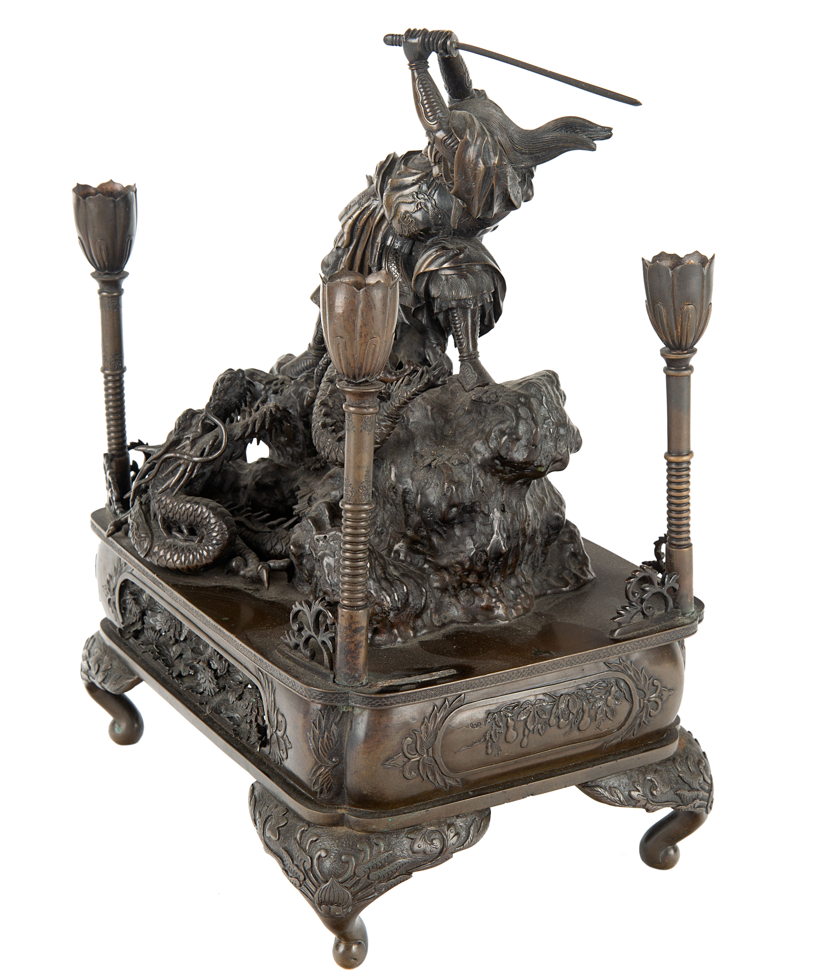 A JAPANESE BRONZE CANDLE STAND, MEIJI PERIOD (1868-1912) - Image 2 of 4