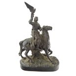 A BRONZE SCULPTURE OF A FALCONER, CAST AFTER THE MODEL BY EVGENY NAPS (RUSSIAN 19TH-20TH CENTURY)