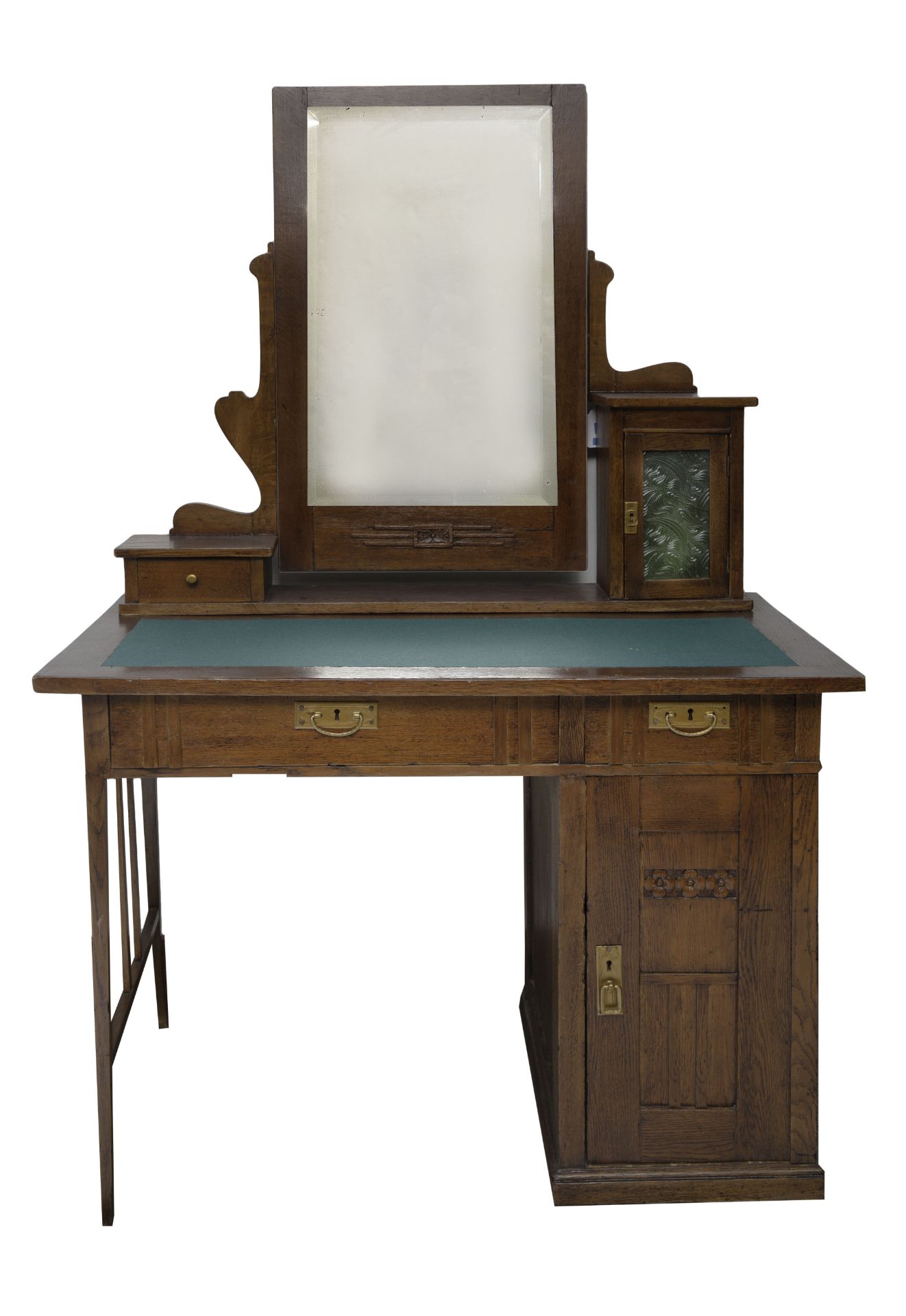 A WOOD VANITY TABLE WITH FRAMED MIRROR, POSSIBLY RUSSIAN, LATE 19TH CENTURY