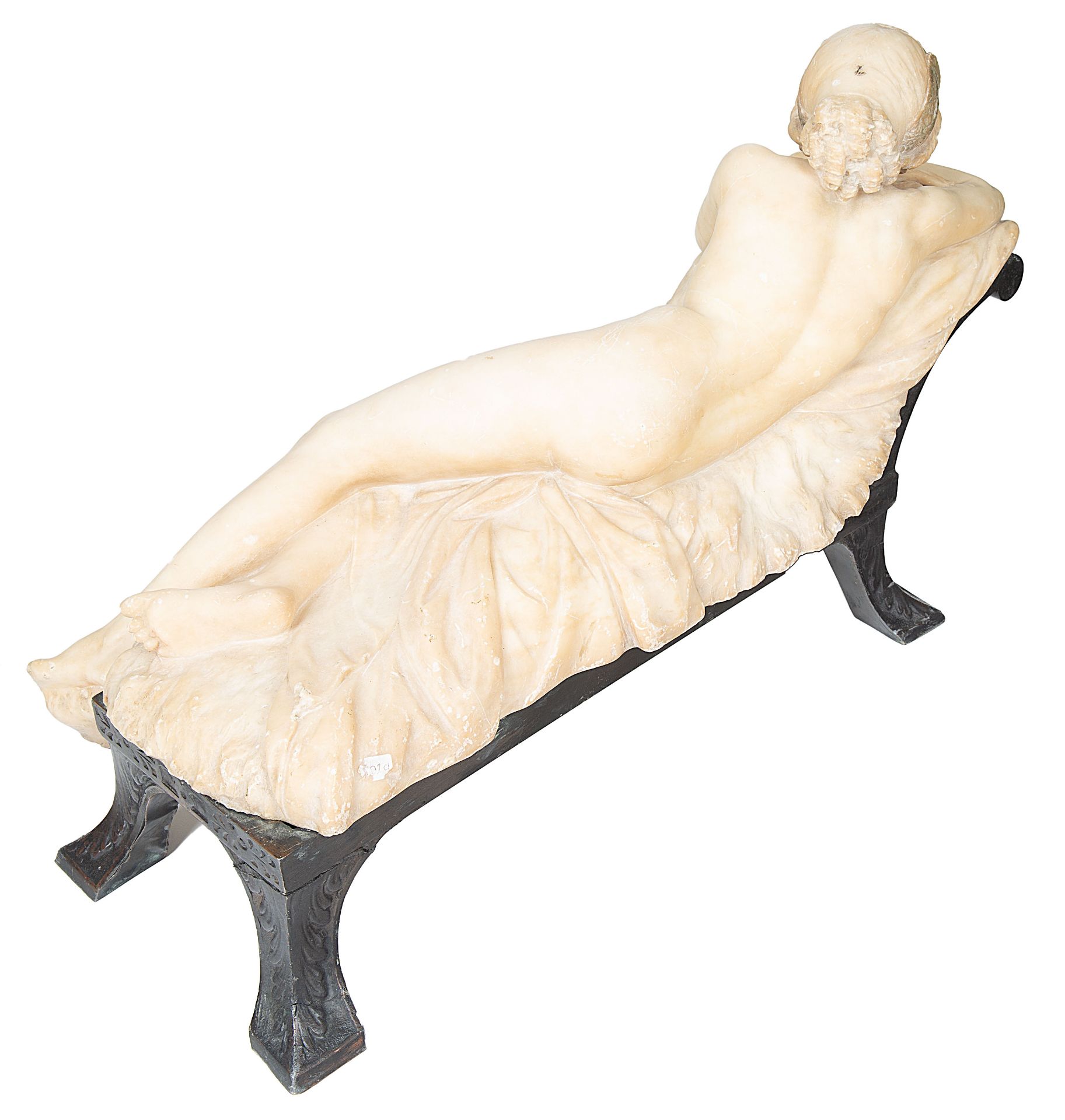 A EUROPEAN ALABASTER AND METAL SCULPTURE OF A NUDE, LATE 19TH-EARLY 20TH CENTURY - Bild 2 aus 2