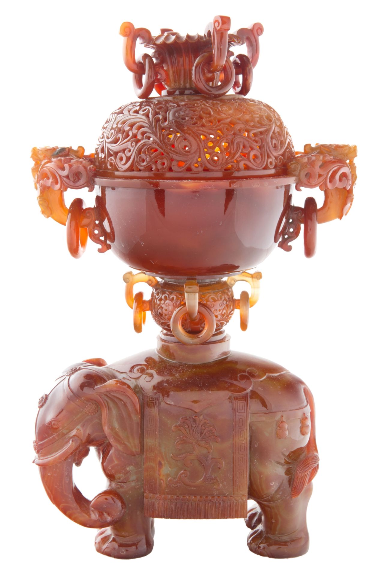 A FINE CHINESE CARNELIAN AGATE CENSER WITH COVER, QING DYNASTY, LATE 19TH CENTURY - Bild 2 aus 6