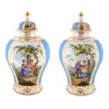 A PAIR OF GERMAN COVERED PORCELAIN URNS, CARL THIEME, POTSCHAPPEL, 1888-1901