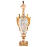 A FRENCH SEVRES STYLE ORMOLU-MOUNTED PORCELAIN AMPHORA, LATE 19TH-EARLY 20TH CENTURY