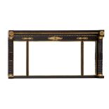 A FRENCH EMPIRE STYLE ORMOLU-MOUNTED EBONIZED OVER-MANTLE MIRRIOR, 19TH CENTURY