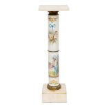 STONE AND ENAMEL PEDESTAL WITH ALLEGORICAL MUSICAL SCENES