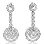 14KT PLATINUM CIRCLE-MOTIF DIAMOND EARRINGS