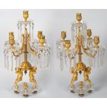 A PAIR OF ORMOLU AND CUT CRYSTAL TABLE CANDELABRA, BACCARAT