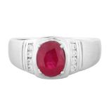 RUBY SET IN 18KT WHITE GOLD RING