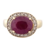 RUBY SET IN 14KT GOLD RING