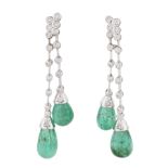 18KT WHITE GOLD AND JADE DROP EARRINGS