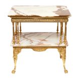 FRENCH GILT-BRONZE VARIEGATED MARBLE INSET TABLE, EARLY 20TH CENTURY