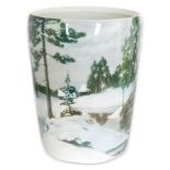 A MONUMENTAL RUSSIAN PORCELAIN 'SNOW FOREST SCENE' VASE, IMPERIAL PORCELAIN FACTORY, PERIOD OF NICHO