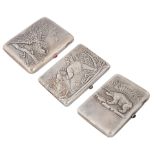 A GROUP OF THREE SOVIET SILVER CIGARETTE CASES, FIRST HALF OF 20TH CENTURY