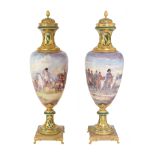 A PAIR OF MONUMENTAL NAPOLEONIC SEVRES STYLE VASES, LATE 19TH CENTURY