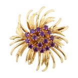 18KT AMETHYST AND GOLD BROOCH