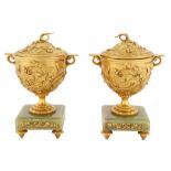 A PAIR OF FRENCH ORMOLU AND ONYX VASES, 19TH CENTURY