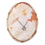 LARGE EDWARDIAN CARNELIAN SHELL CAMEO