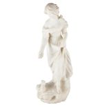 WHITE MARBLE STANDING SCULPTURE OF MAIDEN, 19TH CENTURY