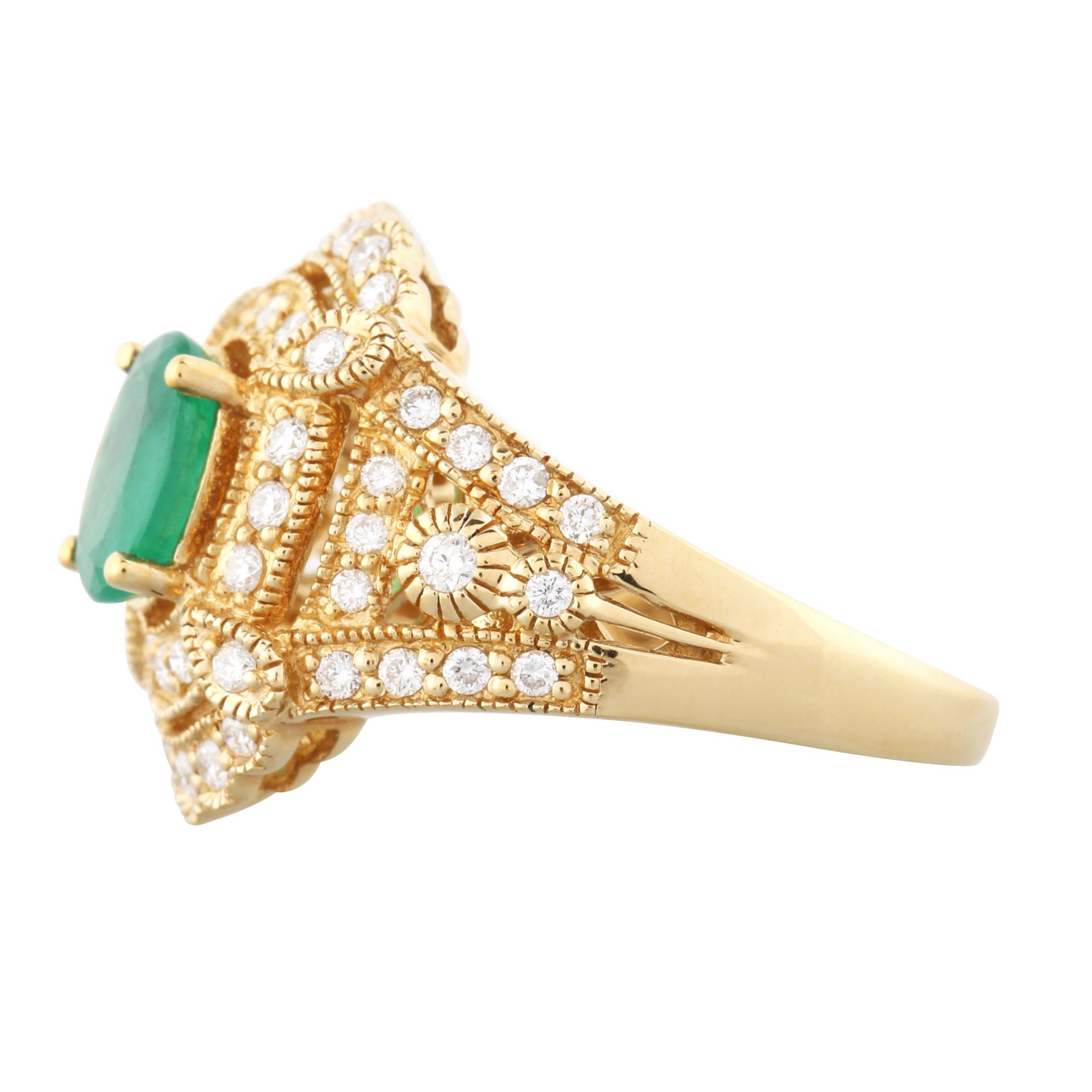 EMERALD AND DIAMOND 14KT GOLD RING - Image 2 of 4
